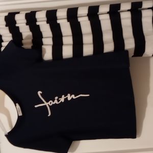 Faith shirt and skirt set navy blue and white